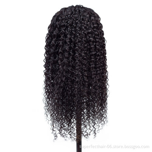 Curly 4*4 Wigs Wholesale  Brazilian Virgin Human Hair Wig With Baby Hair Kinky Curly Closure Wigs